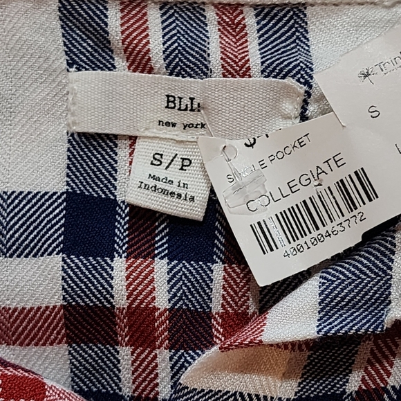 BLL New York Collegiate Plaid Button Down Shirt Red White Blue Size S - Picture 6 of 7